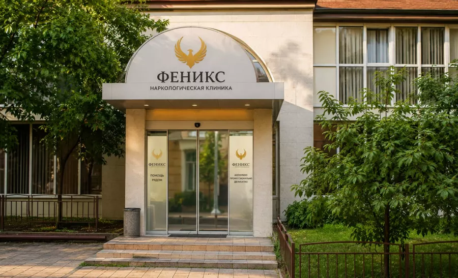 Вход в наркологическую клинику «Феникс» в Костерёве
